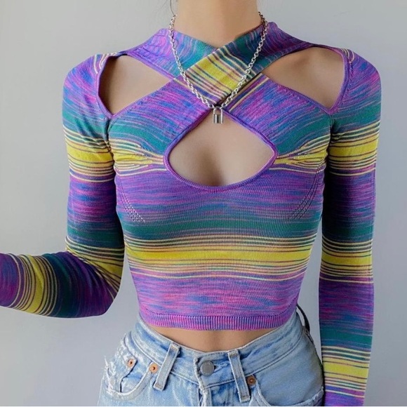 Urban Outfitters Tops - Urban Outfitters - Funky Cutout Stripped Reversible Sweater